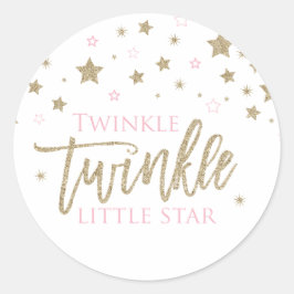 Twinkle Twinkle Little Star roze gouden glitters Ronde Sticker