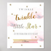 Twinkle Twinkle Little Star Roze Kinderkamer Kunst Poster (Voorkant)