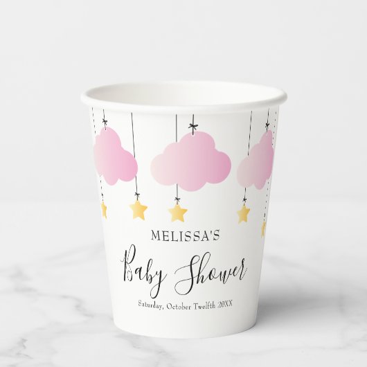 Twinkle Twinkle Little Star Roze Meisje Baby Showe Papieren Bekers (Achterkant)