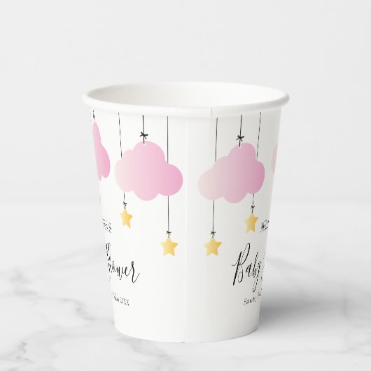Twinkle Twinkle Little Star Roze Meisje Baby Showe Papieren Bekers (Rechts)