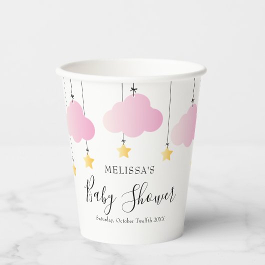 Twinkle Twinkle Little Star Roze Meisje Baby Showe Papieren Bekers (Voorkant)