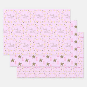 Twinkle Twinkle Little Star Roze Meisje Verjaardag Inpakpapier Vel