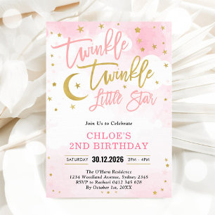 Twinkle Twinkle Little Star Roze Meisje Verjaardag Kaart