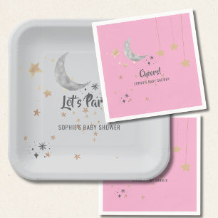 Twinkle Twinkle Little Star Roze Waterverf Spetter Papieren Bordje
