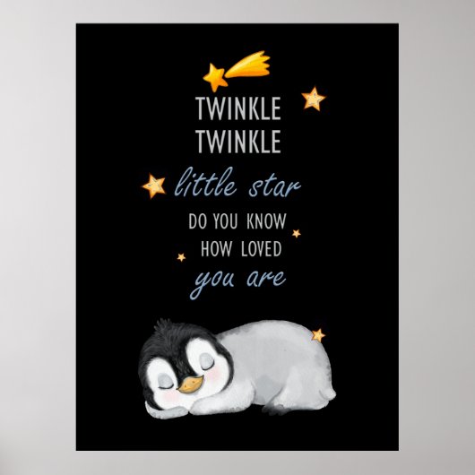 Twinkle, Twinkle Little Star Schattige Pinguïn Poster (Voorkant)