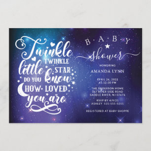 Twinkle Twinkle Little Star Shower Baby Uitnodigin Kaart