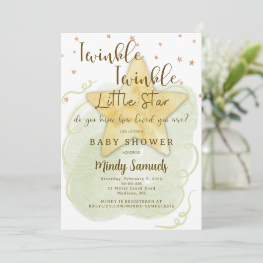 Twinkle Twinkle Little Star Shower Genderneutraal Kaart (Staand voorkant)