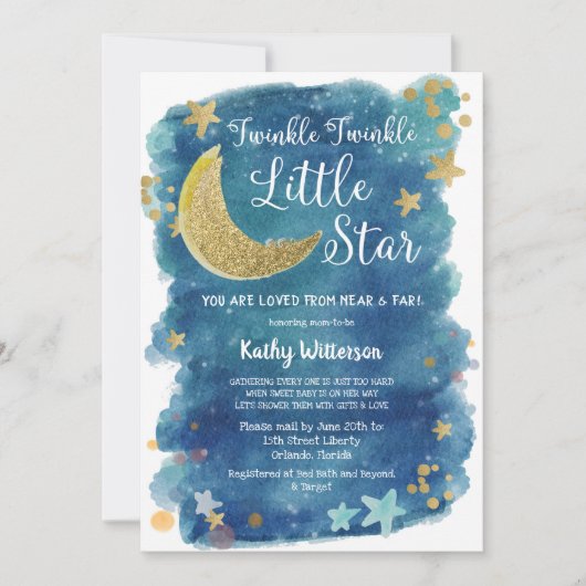 Twinkle Twinkle Little Star Shower per post Kaart (Voorkant)
