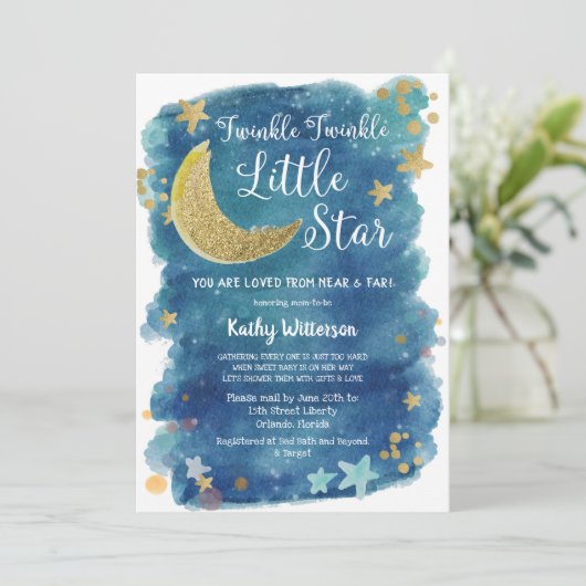 Twinkle Twinkle Little Star Shower per post Kaart (Staand voorkant)