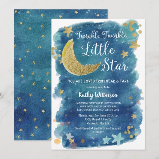 Twinkle Twinkle Little Star Shower per post Kaart (Voorkant / Achterkant)