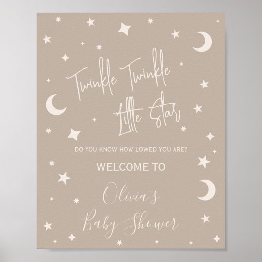 Twinkle Twinkle Little Star Shower Welcome Sign Poster (Voorkant)