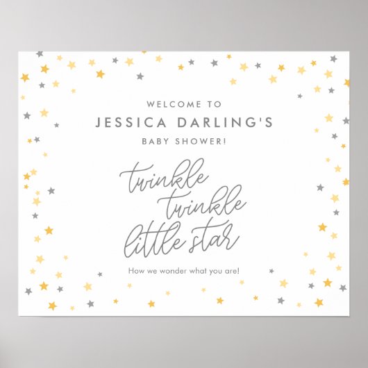 Twinkle Twinkle Little Star Shower Welkomstbord Poster (Voorkant)