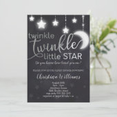 Twinkle Twinkle Little Star Silver Baby shower Kaart (Staand voorkant)