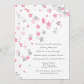 Twinkle Twinkle Little Star Silver Invitation Kaart (Voorkant / Achterkant)