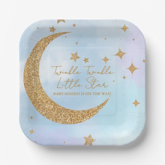 Twinkle Twinkle Little Star Square Paper Plate Papieren Bordje (Voorkant)