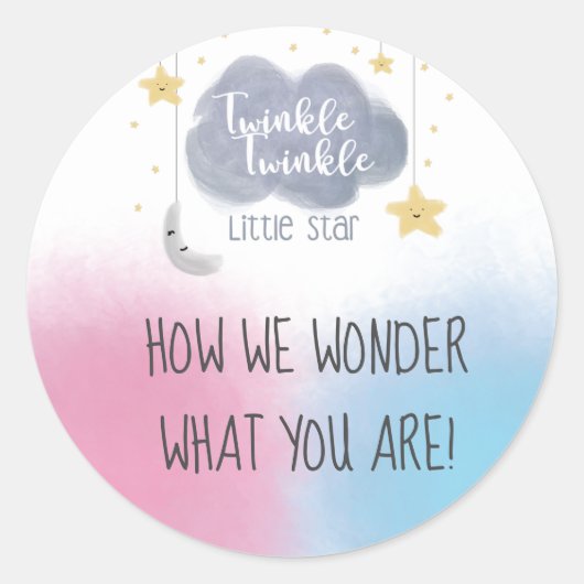 Twinkle Twinkle Little Star Thema Geslacht onthull Ronde Sticker (Voorkant)