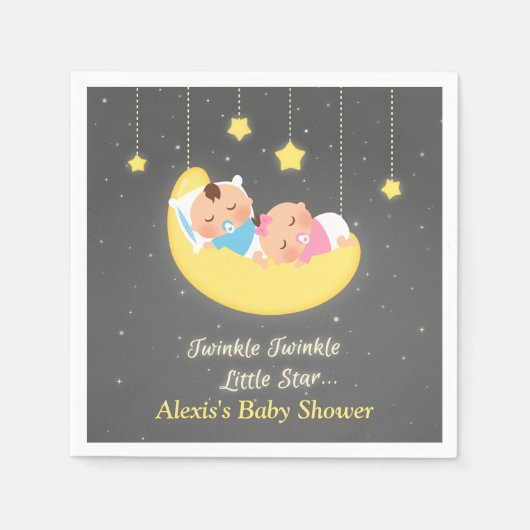 Twinkle Twinkle Little Star Tweeling Douche Benodi Servetten (Voorkant)