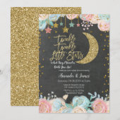 Twinkle Twinkle Little Star Twin Baby shower Kaart (Voorkant / Achterkant)