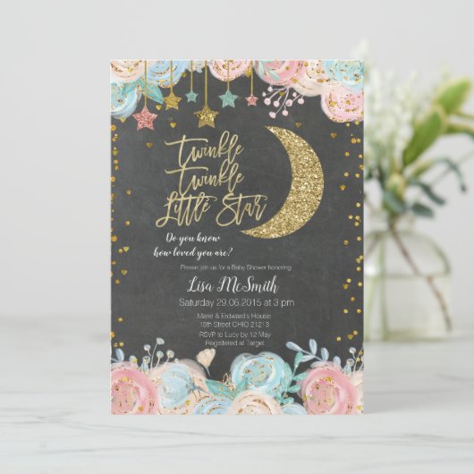 Twinkle Twinkle Little Star Twin Baby shower Kaart (Staand voorkant)