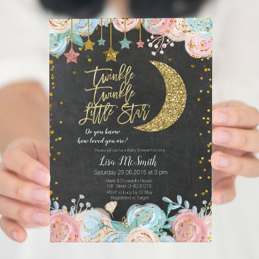 Twinkle Twinkle Little Star Twin Baby shower Kaart