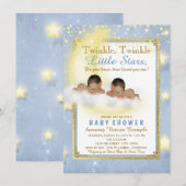 Twinkle Twinkle Little Star Twin Boy Baby shower I Kaart (Voorkant / Achterkant)