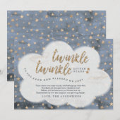 Twinkle Twinkle Little Star Twin Boys Baby shower Bedankkaart (Voorkant / Achterkant)