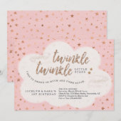 Twinkle Twinkle Little Star Twin Girl 1e verjaarda Kaart (Voorkant / Achterkant)