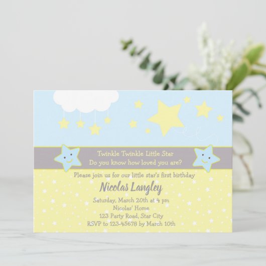 Twinkle Twinkle Little Star Uitnodigingen voor jon (Staand voorkant)
