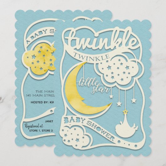Twinkle Twinkle Little Star Uitsnijding Uitnodigin Kaart (Voorkant / Achterkant)