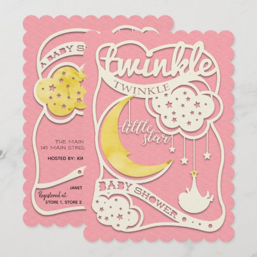 Twinkle Twinkle Little Star Uitsnijding Uitnodigin Kaart (Voorkant / Achterkant)