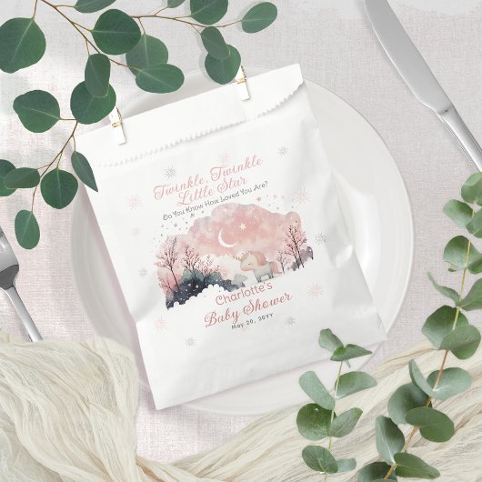 Twinkle Twinkle Little Star Unicorn Baby shower Bedankzakje