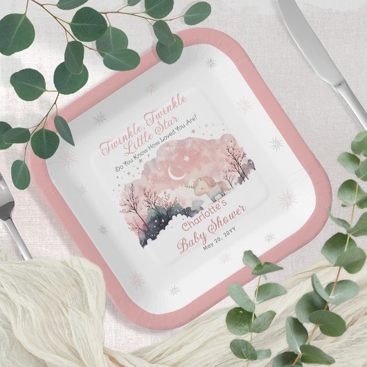 Twinkle Twinkle Little Star Unicorn Baby shower Papieren Bordje