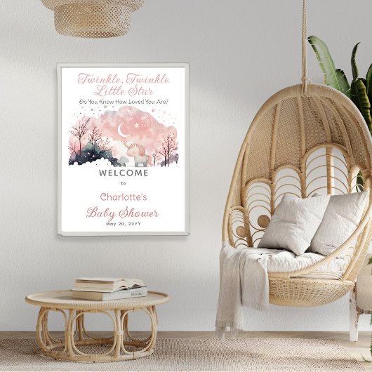 Twinkle Twinkle Little Star Unicorn Baby shower Poster