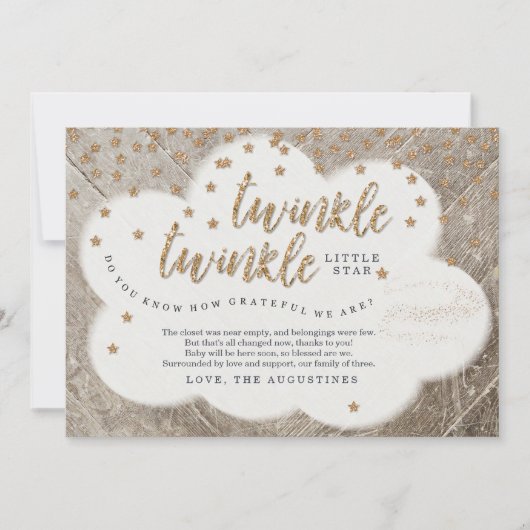 Twinkle Twinkle Little Star Unisex Baby shower Bedankkaart (Voorkant)