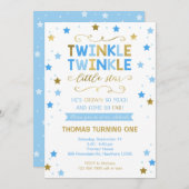 Twinkle Twinkle Little Star Verjaardag Uitnodigen, Kaart (Voorkant / Achterkant)
