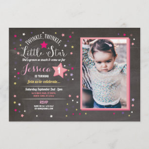 Twinkle Twinkle Little Star Verjaardagsfeestje Fot Kaart