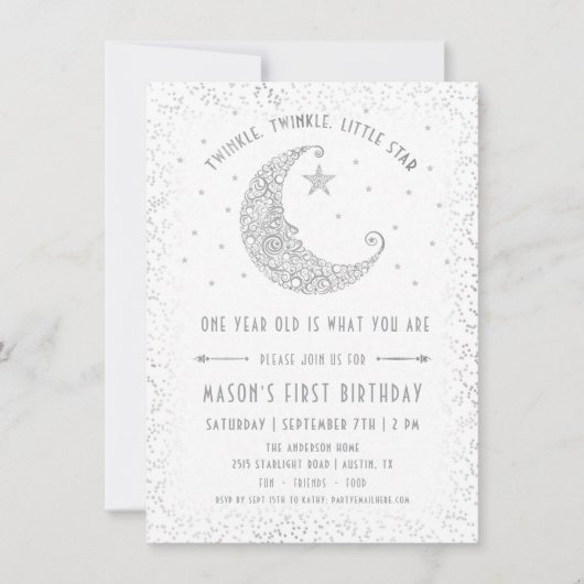 Twinkle Twinkle Little Star Verjaardagsuitnodiging Kaart (Voorkant)