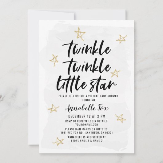 Twinkle Twinkle Little Star Virtual Baby shower Kaart (Voorkant)