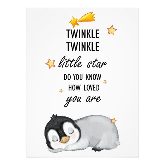 Twinkle, Twinkle Little Star voor Sleep Penguin Foto Afdruk (Voorkant)