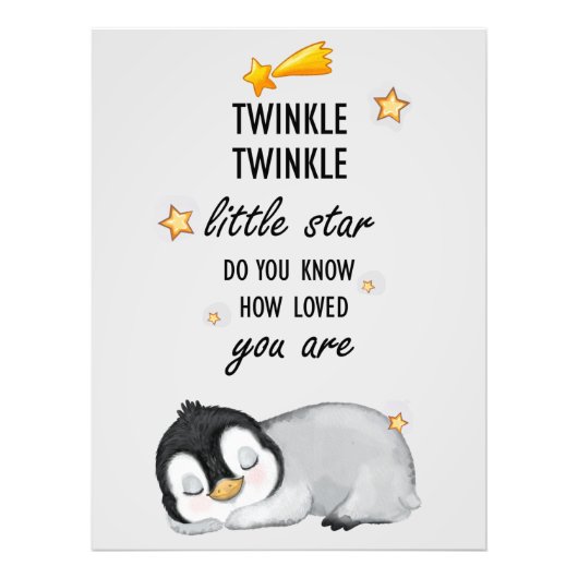 Twinkle, Twinkle Little Star voor Sleep Penguin Ph Foto Afdruk (Voorkant)
