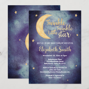 Twinkle Twinkle little star watercolor babyshower Kaart