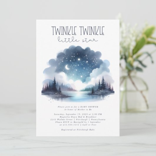 Twinkle Twinkle Little Star Waterverf Baby shower Kaart (Staand voorkant)