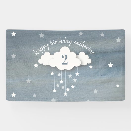 Twinkle Twinkle Little Star Waterverf Birthday Spandoek (Horizontaal)