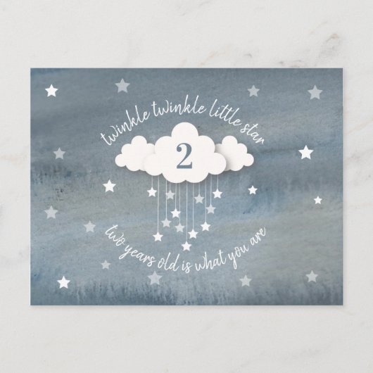 Twinkle Twinkle Little Star Waterverf Birthday Uitnodiging Briefkaart (Voorkant)