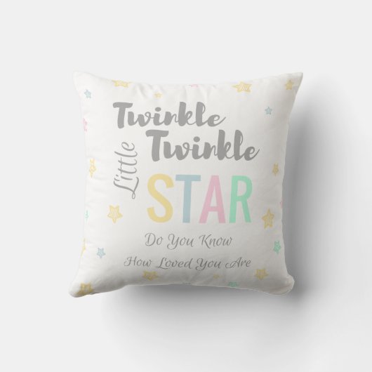 Twinkle Twinkle Little Star - White Pink Blue Kussen (Achterkant)
