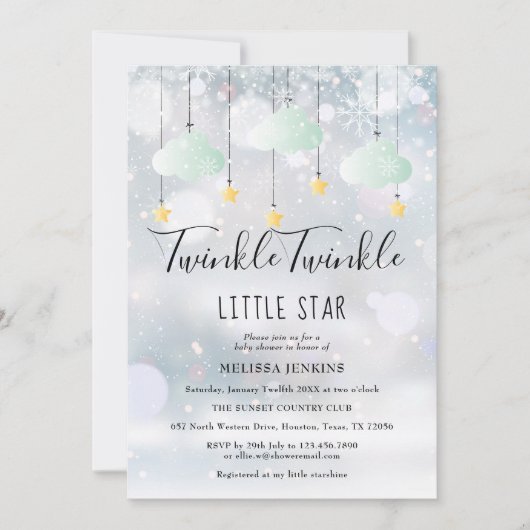 Twinkle Twinkle Little Star Winter Baby shower Kaart (Voorkant)