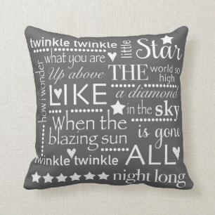 Twinkle Twinkle Little Star Word Art Design GRAY Kussen