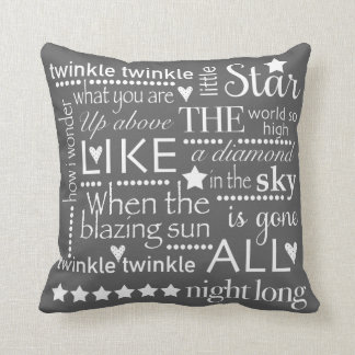 Twinkle Twinkle Little Star Word Art Design GRAY Kussen