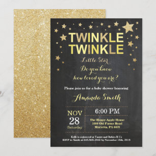 Twinkle Twinkle Little Star Yellow Baby shower Kaart