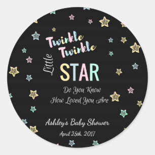Twinkle Twinkle Little Star - Zwart, Geslacht onth Ronde Sticker